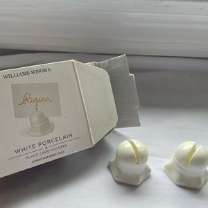 2 Williams Sonoma White Porcelain Name Card Holders